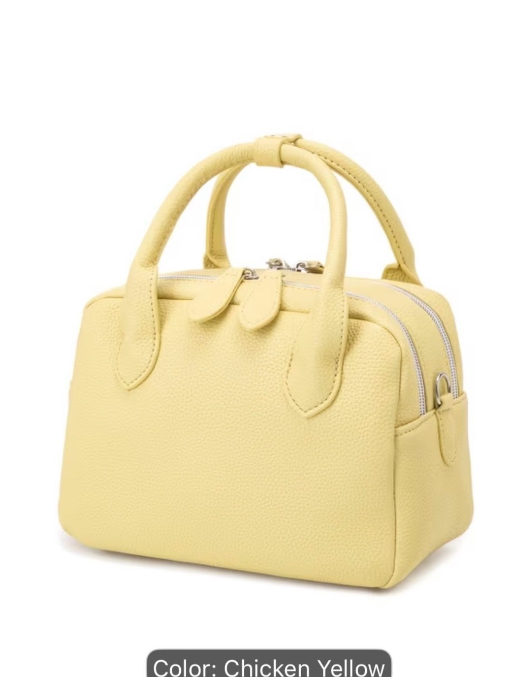 Chicken Yellow Leather Satchel with Dual Top Handles